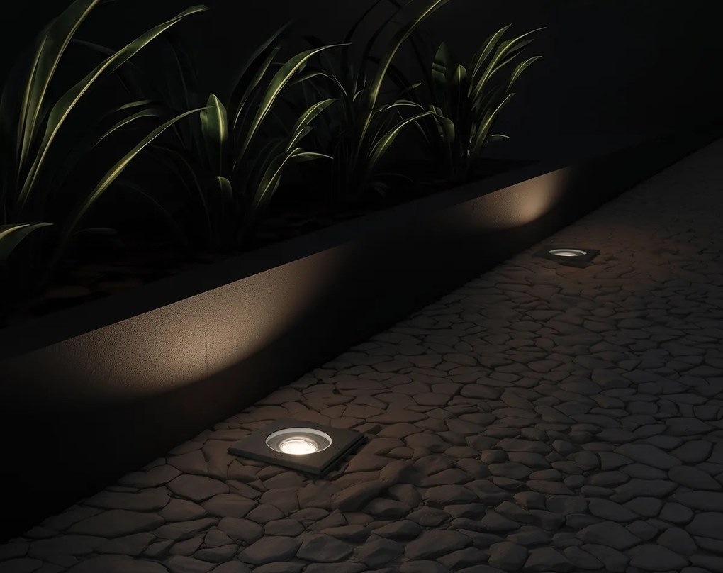 Външен прожектор за земя черен квадратен регулируем IP65 - Delux