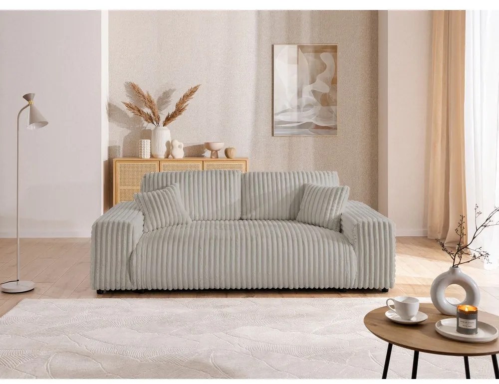 Светлосив диван от рипсено кадифе 213 cm Justin – Ropez