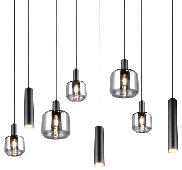 Черно висящо осветително тяло с метален абажур/със стъклен абажур Mataro – Trio