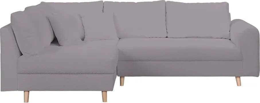 Тъмносив ъглов диван от плат букле (ляв ъгъл) Ariella - Ropez