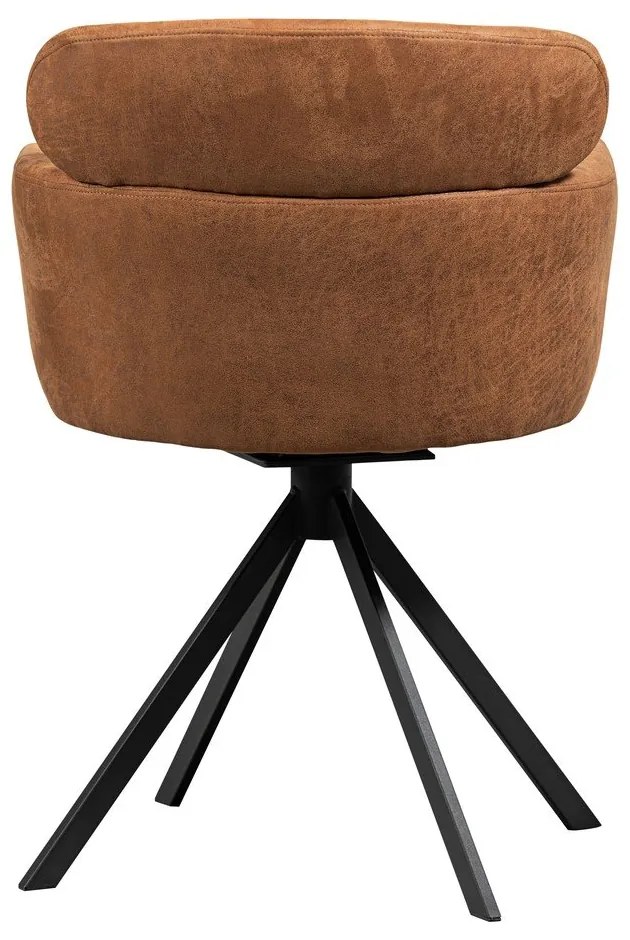 Тапициран трапезен стол с подлакътници в цвят кафяв коняк Fenne – WOOOD