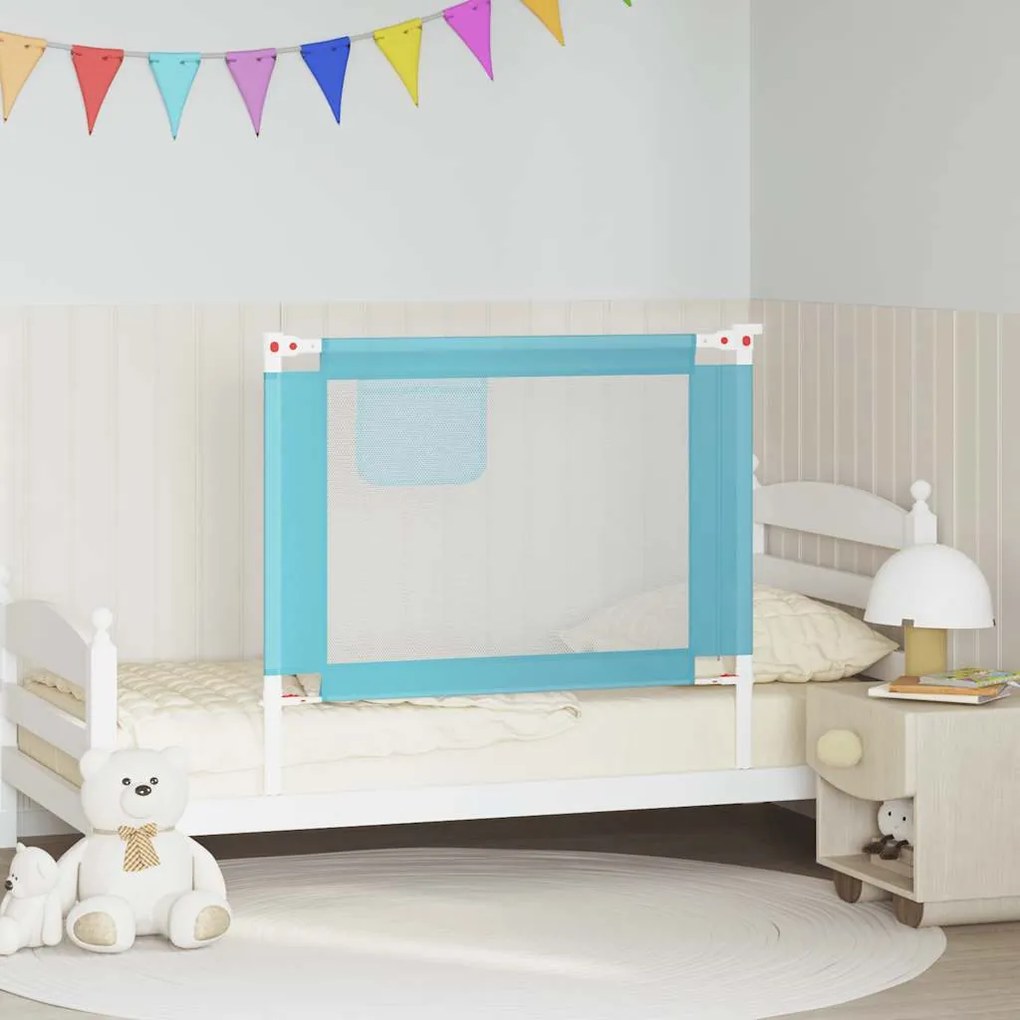 10208 vidaXL Ограничител за бебешко легло, син, 100x25 см, плат