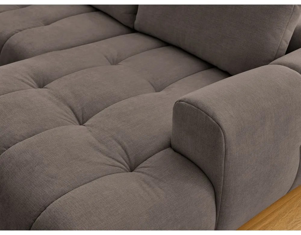 Кафяво-сив сгъваем/с място за съхранение ъглов диван (ляв ъгъл/U форма) Fuji – Bobochic Paris