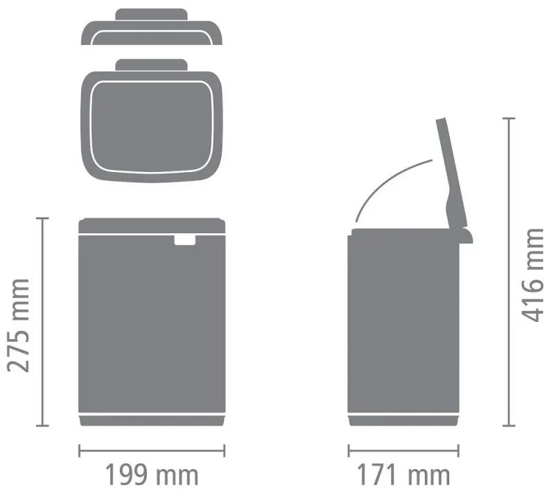 Кош за боклук Brabantia Bo Small 1006622, 4 л, Плавно и безшумно отваряне, Противоплъзгаща основа, Черен