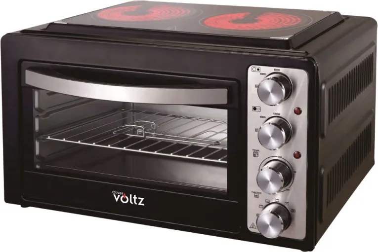Втора ръка: Готварска печка с керамичен плот Oliver Voltz OV51441A38, 38 l, 3100W, 100-230C, Конвекция, Съвместна работа на котлон с фурна, Черен