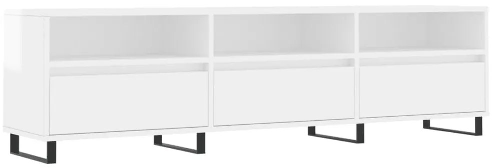 831302 vidaXL ТВ шкаф, бял гланц, 150x30x44,5 см, инженерно дърво