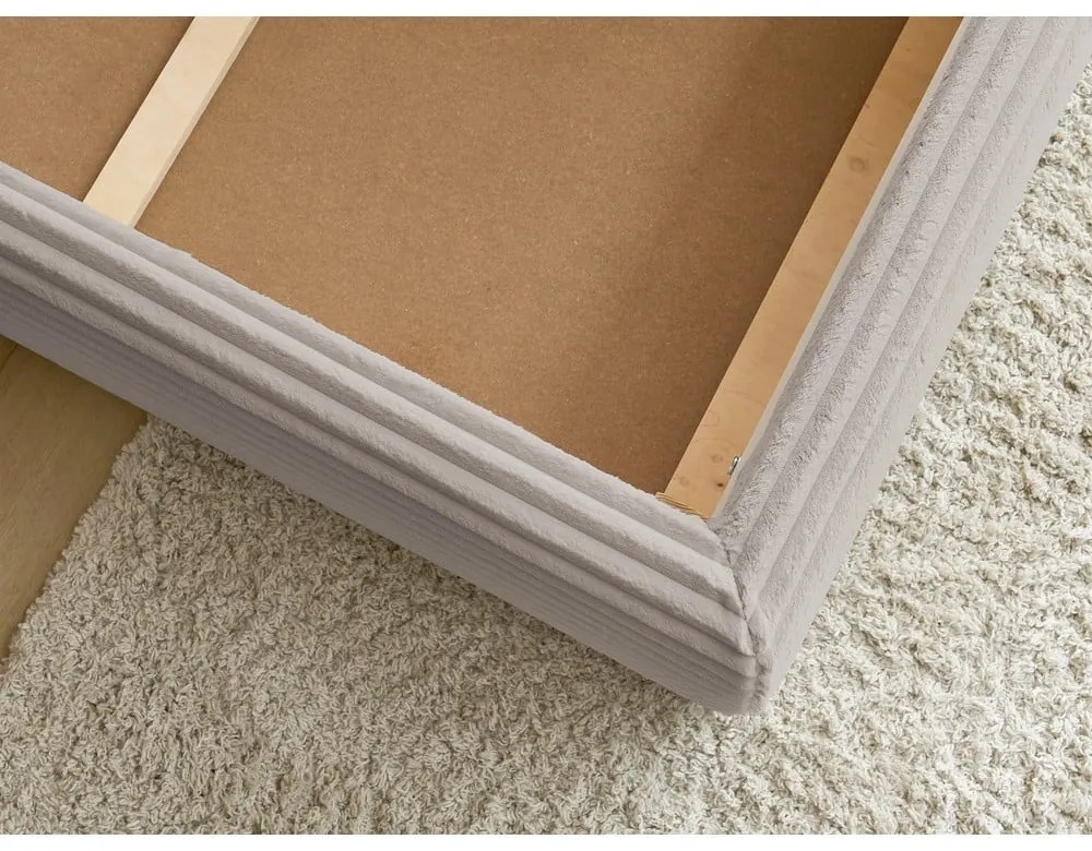 Бежово двойно тапицирано легло с място за съхранение с включена подматрачна рамка 160x200 cm Jade – Bobochic Paris