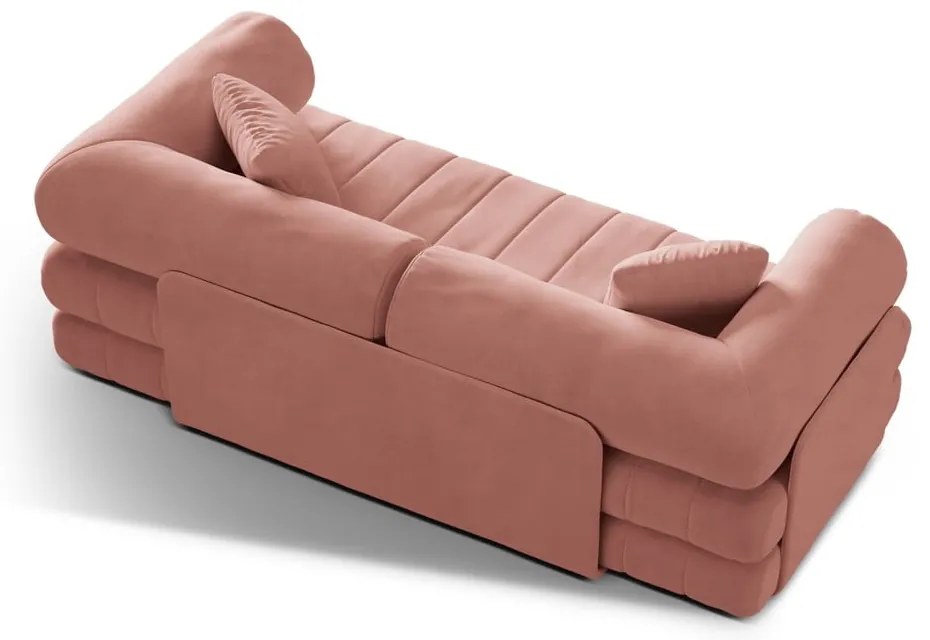 Розов кадифен сгъваем диван 206 cm Kemi – Cosmopolitan Design