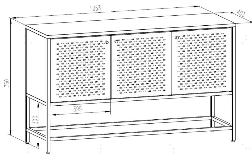 Черен метален нисък скрин 125x75 cm Newcastle – Actona