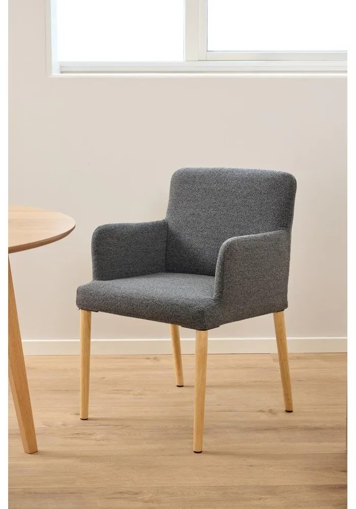 Сив тапициран трапезен стол с подлакътници Zoe – Actona