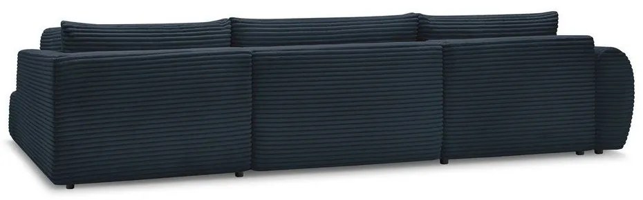 Тъмносин сгъваем/с място за съхранение ъглов диван от рипсено кадифе (десен ъгъл/U форма) Lucien – Bobochic Paris