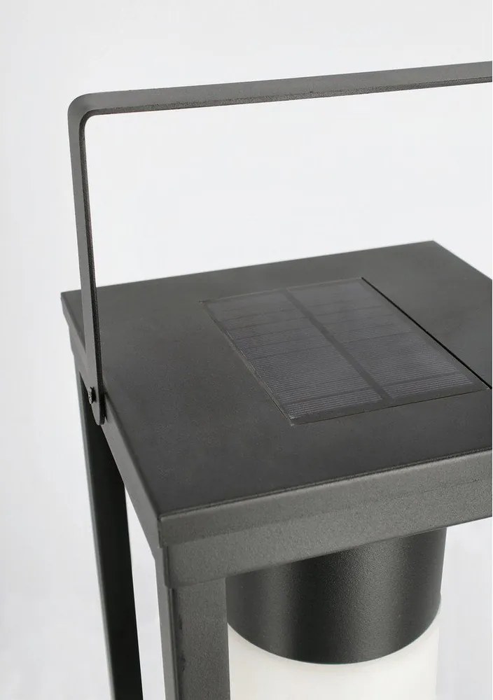 Черен LED фенер със соларен панел/с USB (височина 38 cm) Solar – Bizzotto