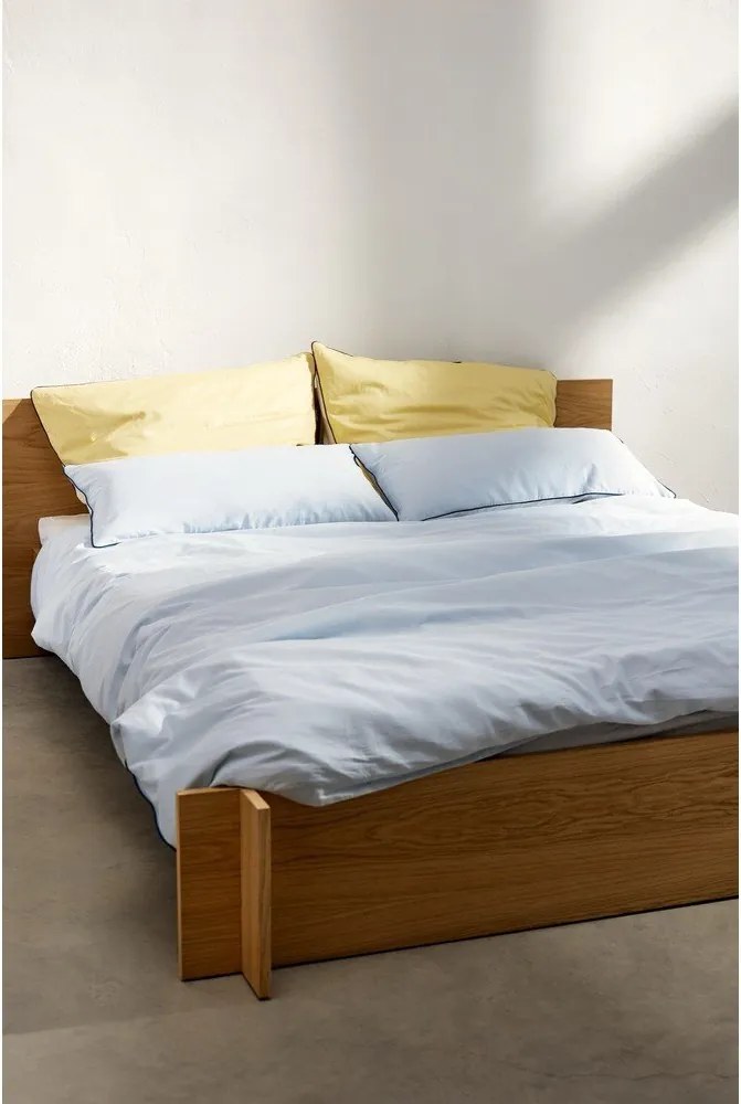 Светлосин двоен чаршаф за завивка от памучен сатен 200x200 cm Oba – noo.ma