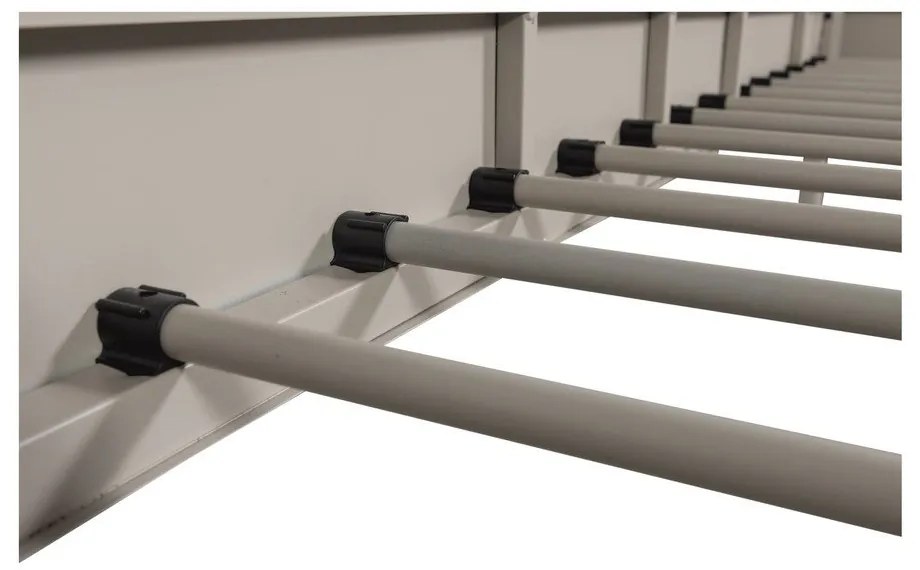 Бежово метално единично легло с включена подматрачна рамка 90x200 cm Mata – WOOOD