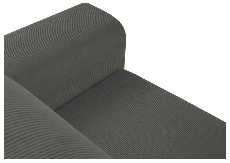 Тъмносив ъглов разтегателен диван от велур , ляв ъгъл Moghan - Micadoni Home