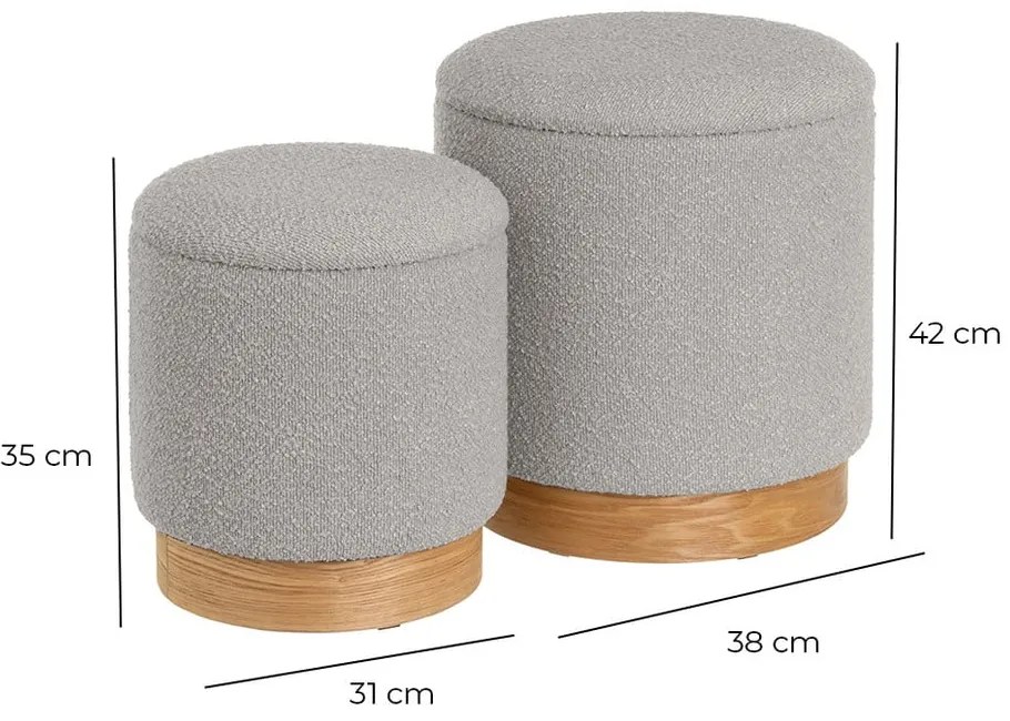 Светлосива табуретка от букле – Casa Selección