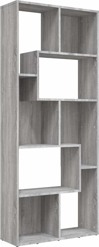 815502 vidaXL Библиотека, сив сонома, 67x24x161 см, инженерно дърво