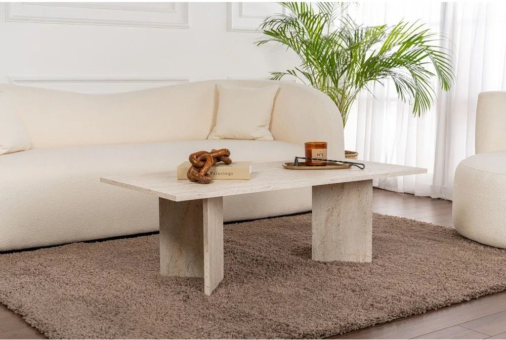 Бежова полугланцова масичка за кафе 60x119 cm Sabin – Kalune Design