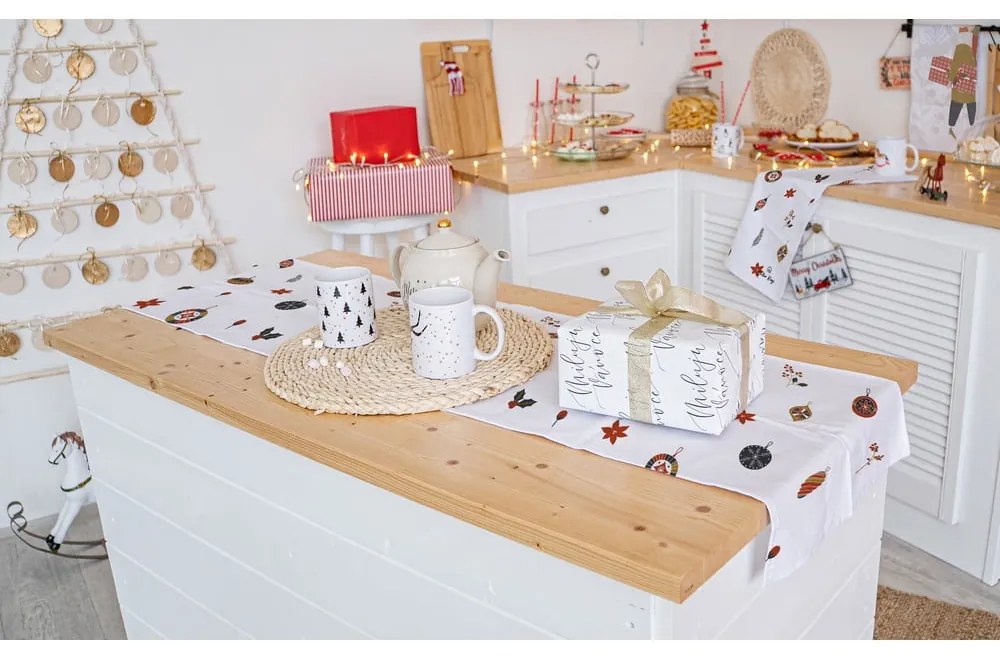 Коледна памучна покривка за маса 140x40 cm Lets Go Decorate - Butter Kings