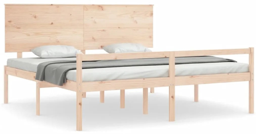 3195496 vidaXL Легло за възрастни с табла, Super King Size, масивно дърво