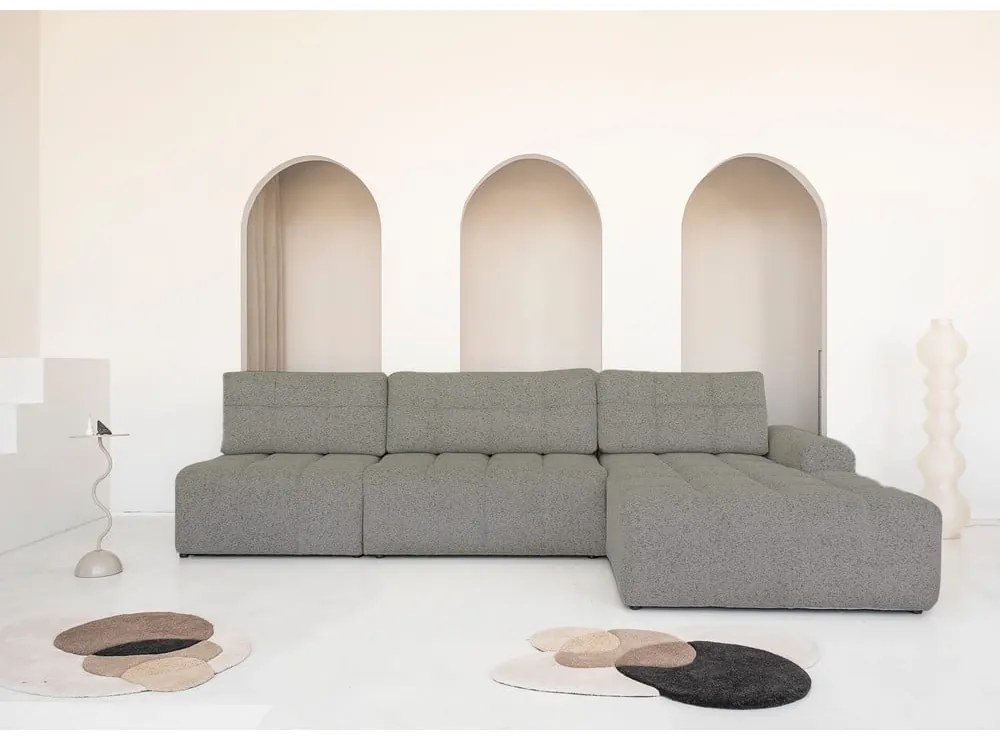 Светлокафяв разтегателен модулен ъглов диван с място за съхранение (десен ъгъл) Lulu – Miuform