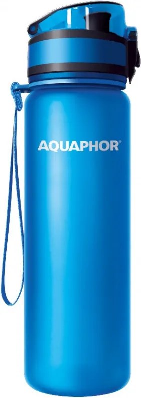 Филтрираща бутилка за вода Aquaphor City 160010, 500 мл, Тритан, Активен въглен, Aqualen, Заключващ се капак, Син