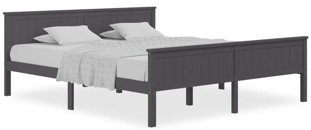 322208 vidaXL Рамка за легло, сива, бор масив, 200х200 см