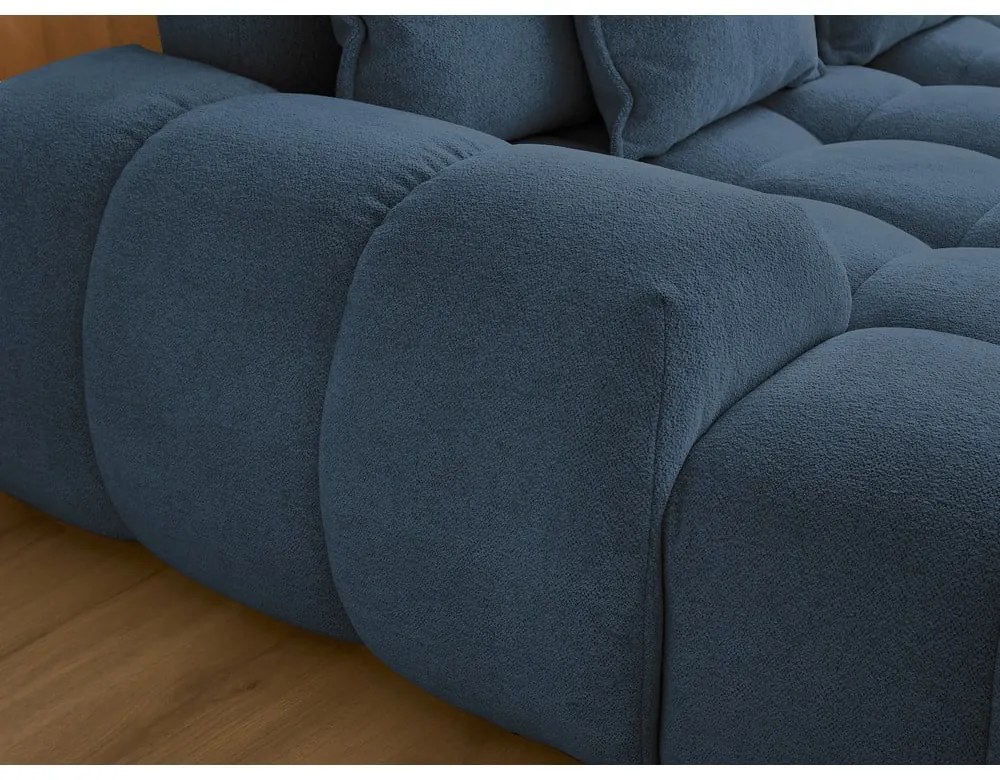 Тъмносин шенилов сгъваем/с място за съхранение ъглов диван (десен ъгъл/U форма) Everest – Bobochic Paris