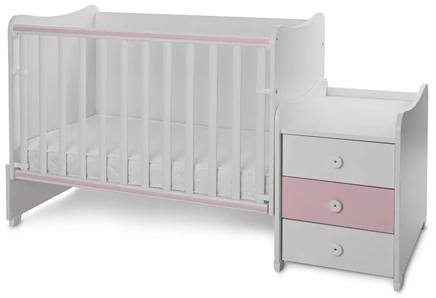 LORELLI Classic Трансформиращо се легло-люлка 70/160 см. MAXI PLUS БЯЛО/ORCHID PINK