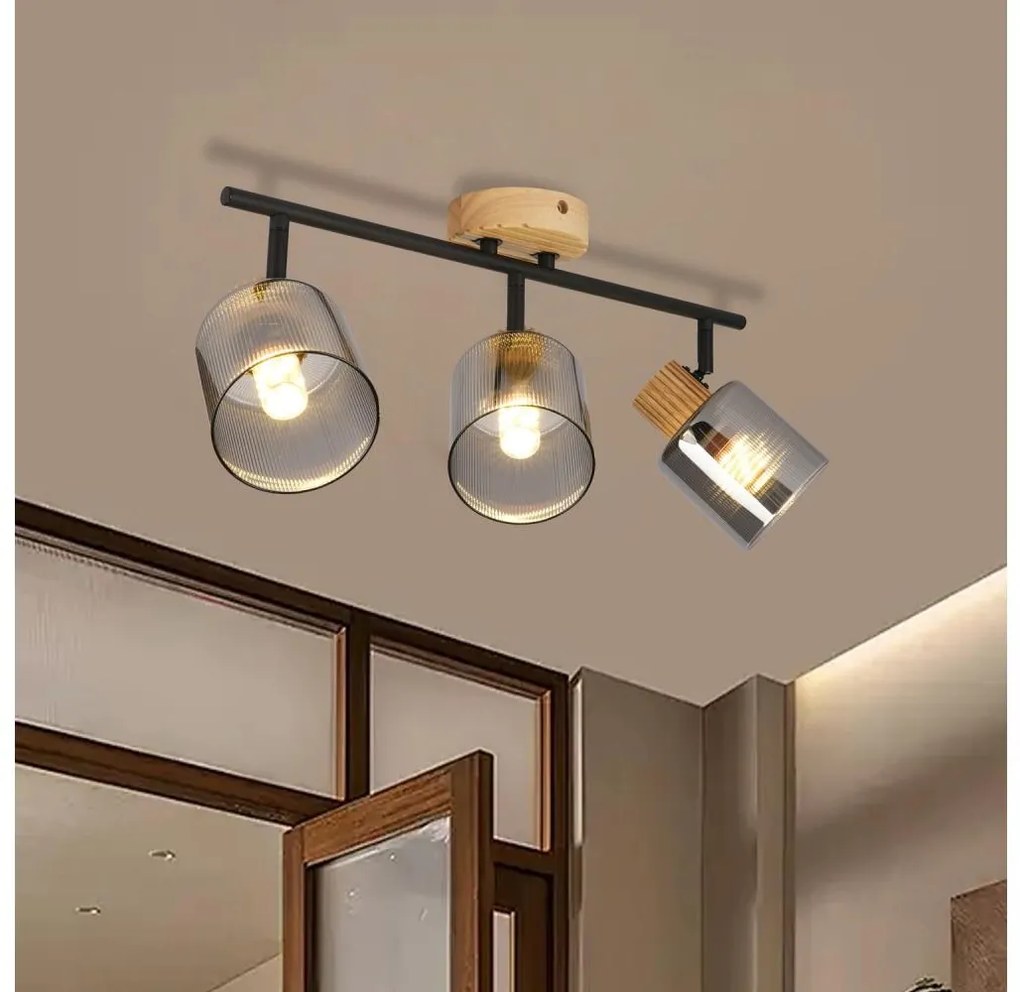 Brilagi - Точково осветително тяло HYGGE 3xE14/15W/230V каучуково дърво/димно