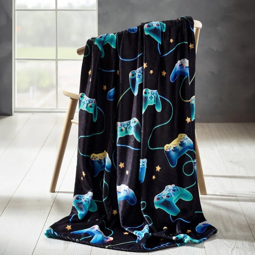 Черно-синьо бебешко одеяло от микроплюш 130x170 cm Gamer – Catherine Lansfield