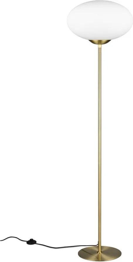 Подова лампа в месингов цвят със стъклен абажур (височина 150 cm) Fomento – Trio