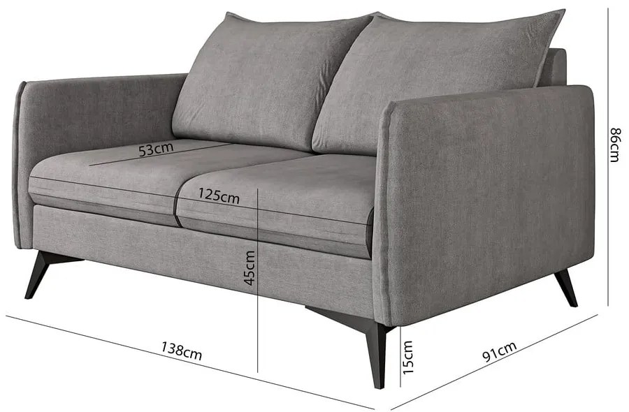 Сив диван 138 cm Juli Bis – Ropez