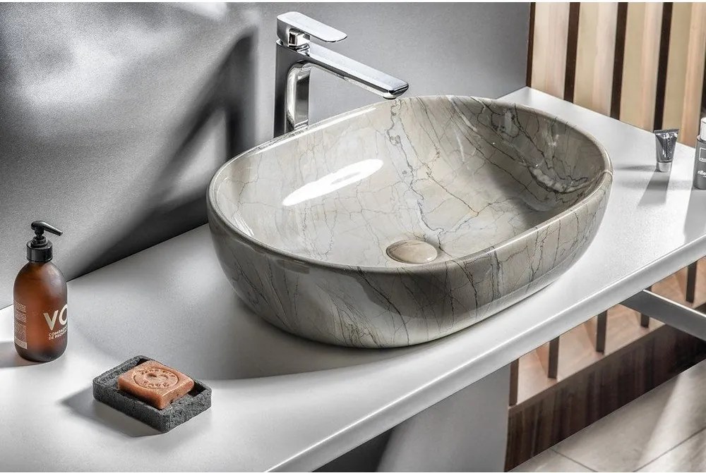 Сива керамична мивка 59x42 cm Dalma – Sapho