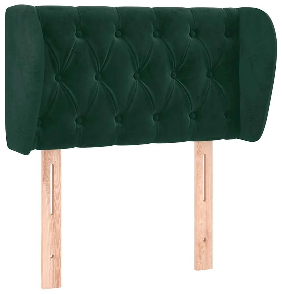 3117513 vidaXL Горна табла за легло с уши, тъмнозелена, 83x23x78/88 см, кадифе