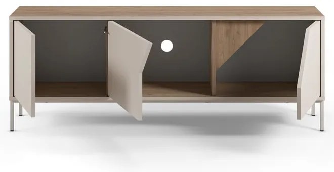 Кремавo-естествен скрин от декор от дъб 150x55x35 cm Lilou – Marckeric