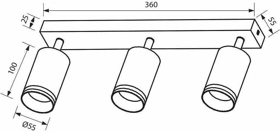 Линеен спот за таван KING, бял, 3хGU10