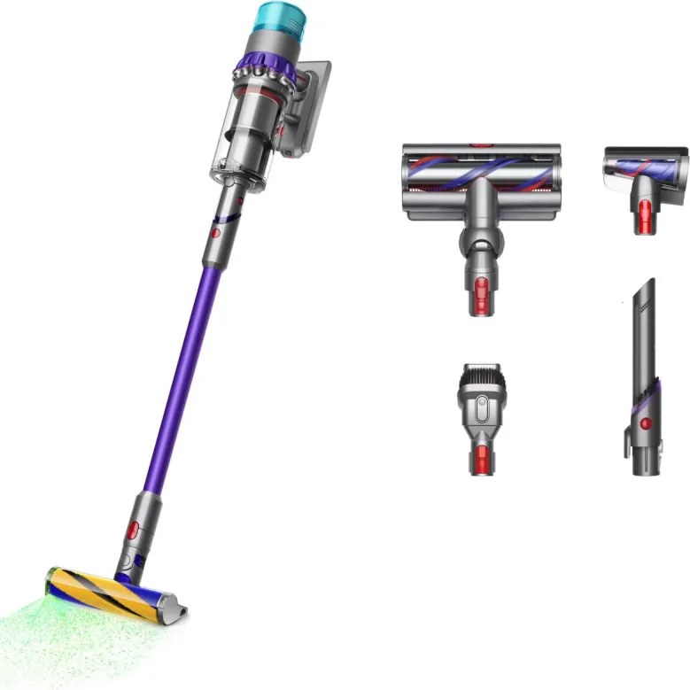 Вертикална прахосмукачка Dyson Gen5detect 446989-01, 280AW, 135000 об/мин, 0.75l, 70 мин, 3 режима, Никел/лилав