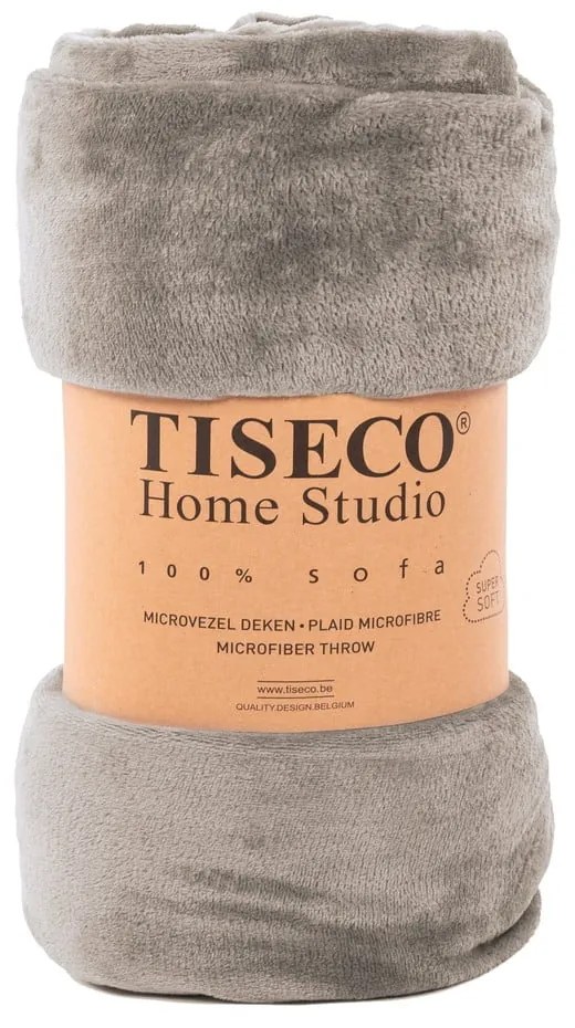 Покривало за легло кафяво-сиво от микроплюш 220x240 cm Plaid – Tiseco Home Studio