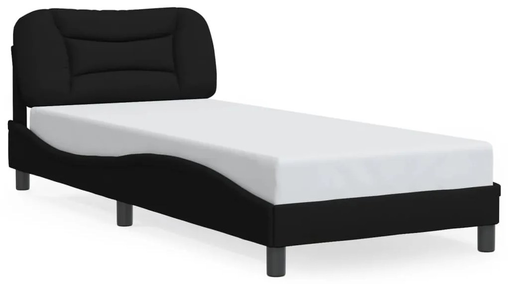 3213678 vidaXL Рамка за легло със светодиод без матрак, Черно, 90x200 см, плат