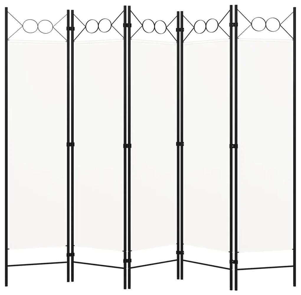 320707 vidaXL Параван за стая, 5 панела, бял, 200x180 см