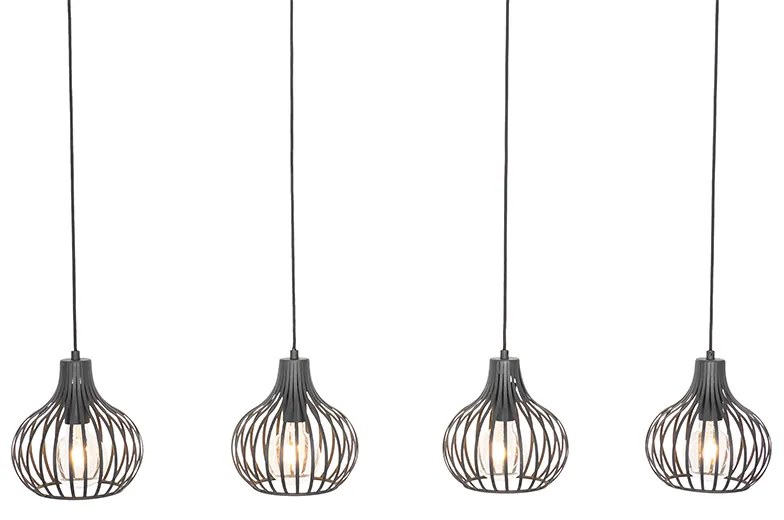 Смарт висяща лампа черна 4 светлини вкл. 4 Wifi G95 - Saffira