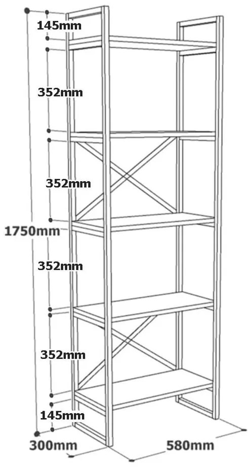 Черен/естествен рафт от бор 58x175 cm Nicol - Kalune Design