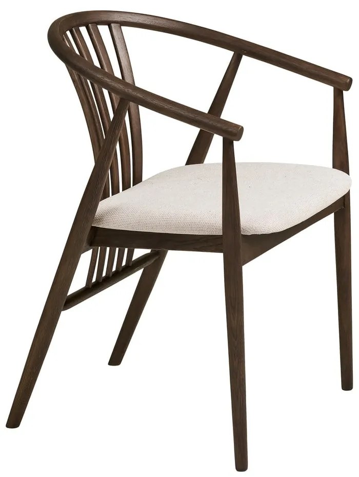 Тъмнокафяв трапезен стол с подлакътници от масивен дъб Agustin – House Nordic