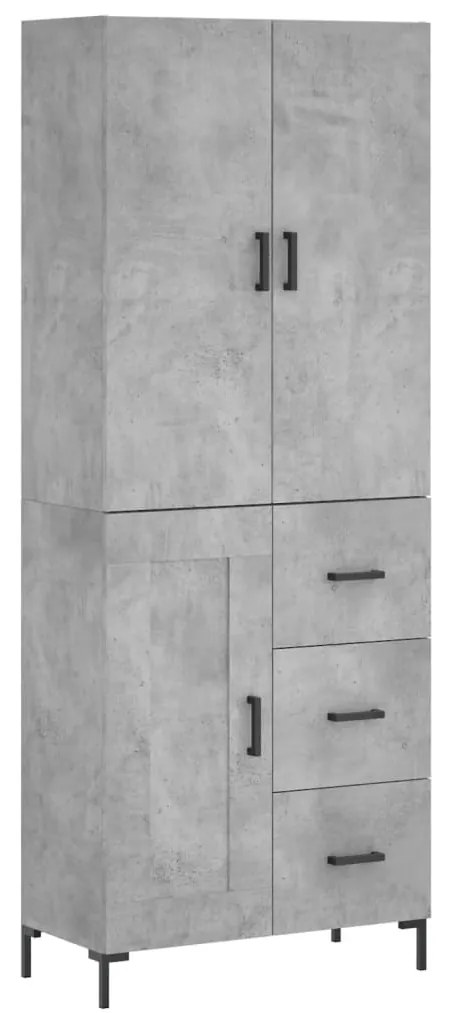 3196015 vidaXL Висок шкаф, бетонно сив, 69,5x34x180 см, инженерно дърво