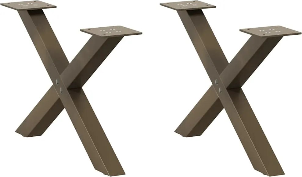 4012879 vidaXL Крака за масичка за кафе, X-образни, 2 бр., естествена стомана, 50 x (30-31) см, стомана