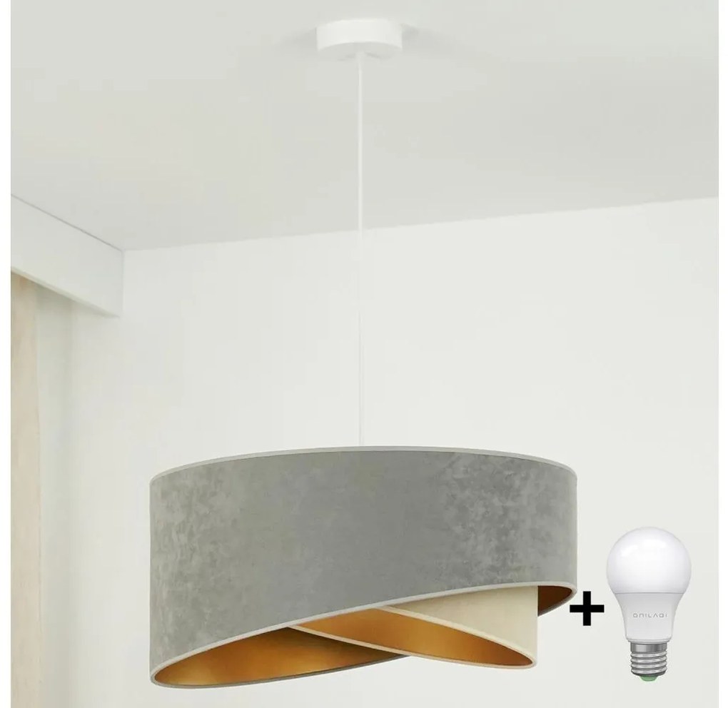 Brilagi - LED Пендел LYRA 1xE27/15W/230V сив/бежов/златист