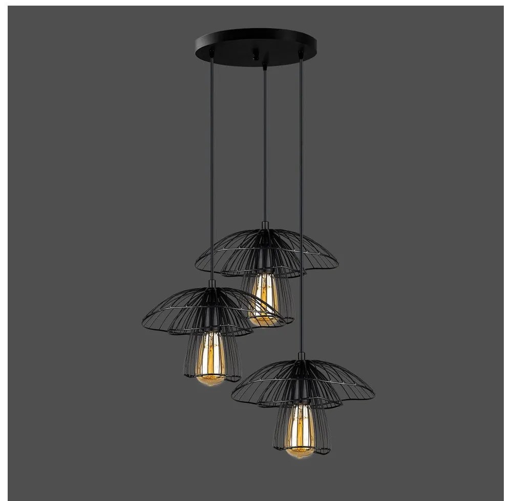 Черно висящо осветително тяло, височина 117 cm Root - Squid Lighting