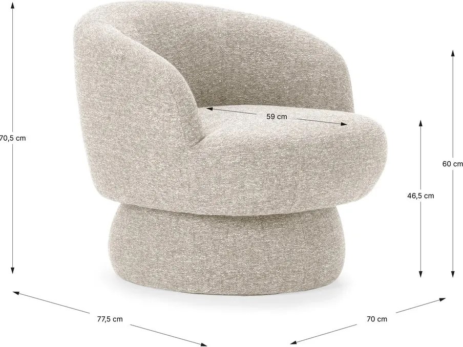 Бежово въртящо се кресло Dali – MOME