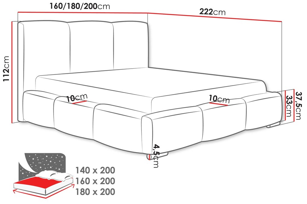 Тапицирано легло Olweria-Mauro-160 x 200